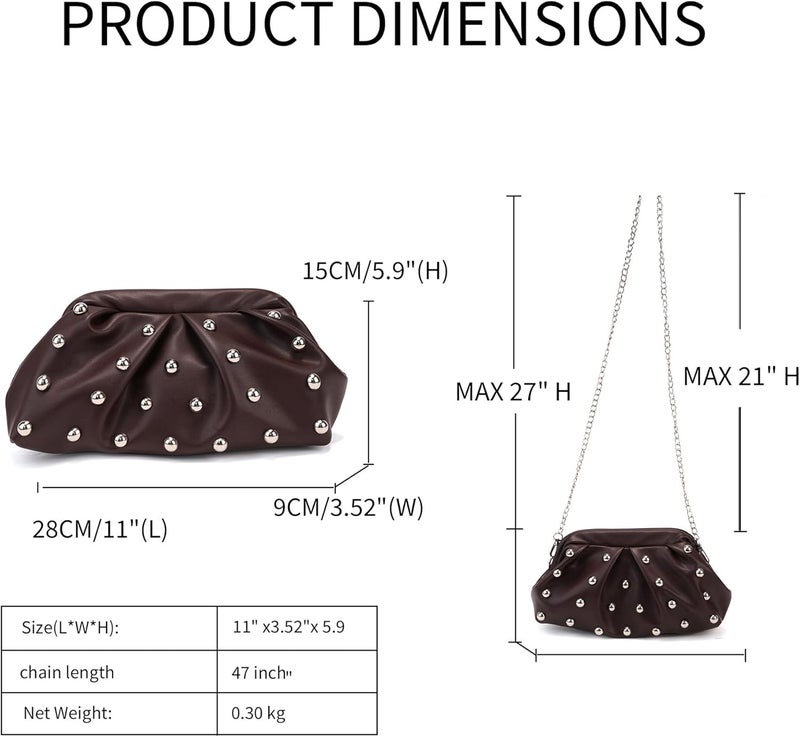 KingTo Store Clutch Purses for Women, Soft Cloud Bag Fashion Dumpling with Ruched Pouch Handbag for Crossbody Shoulder - Image 2